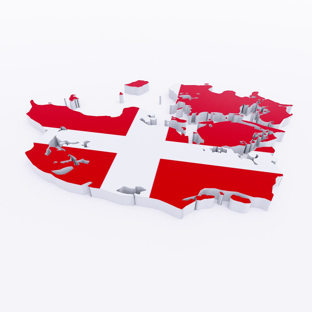 Denmark country flag map 3d model