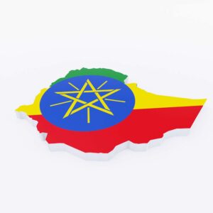 Ethiopia country flag map 3d model