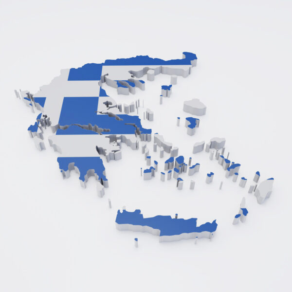 Greece country flag map 3d model