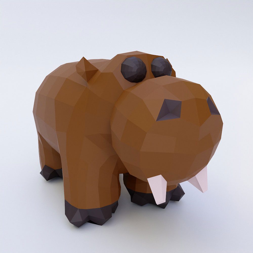 Hippopotamus low poly 3d model