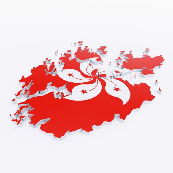 Hong Kong country flag map 3d model