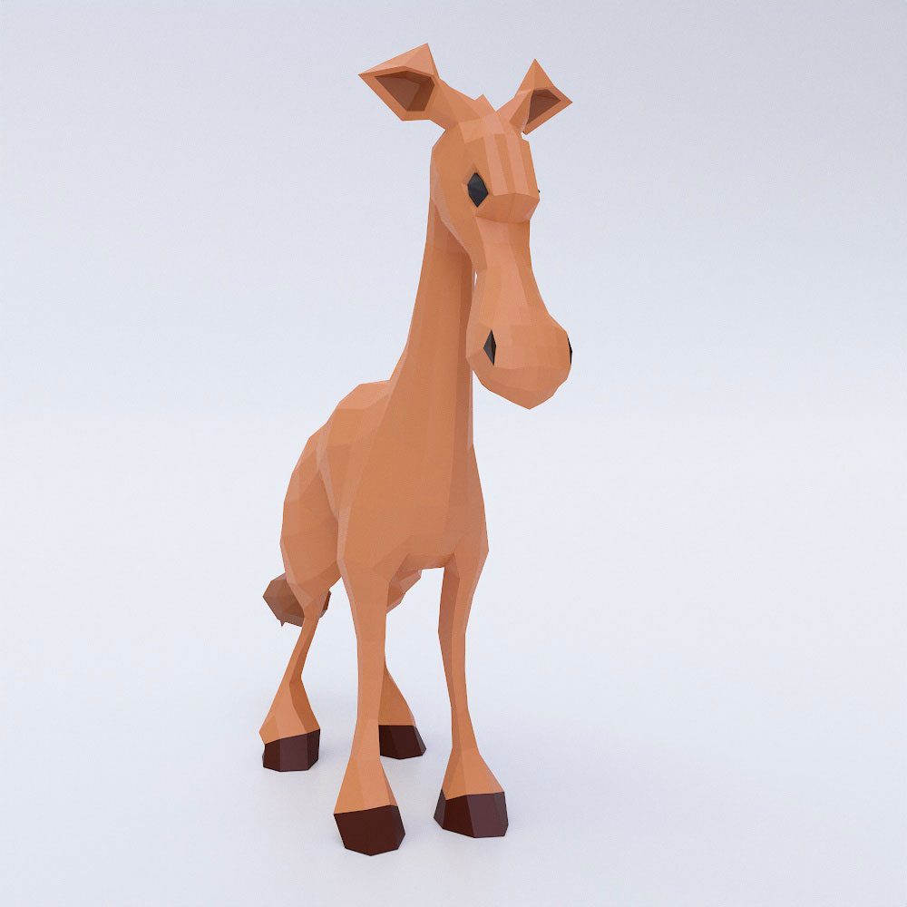 Horse cartoon low poly 3d model