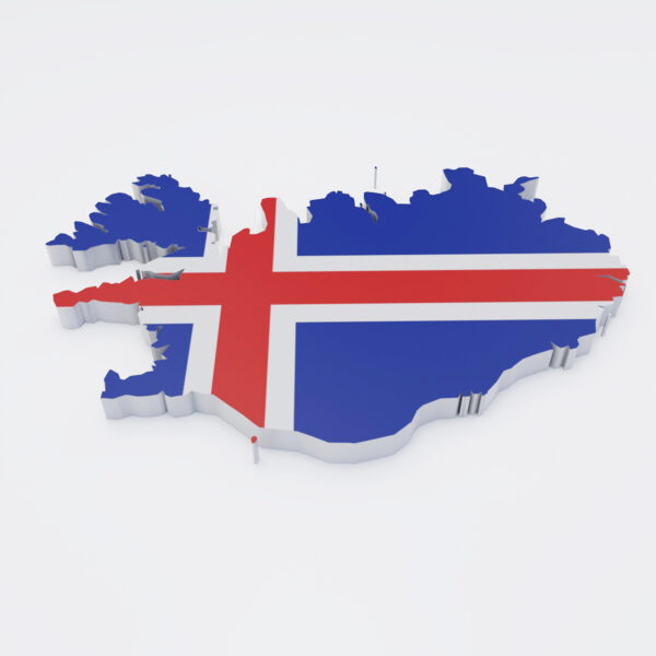 Iceland country flag map 3d model