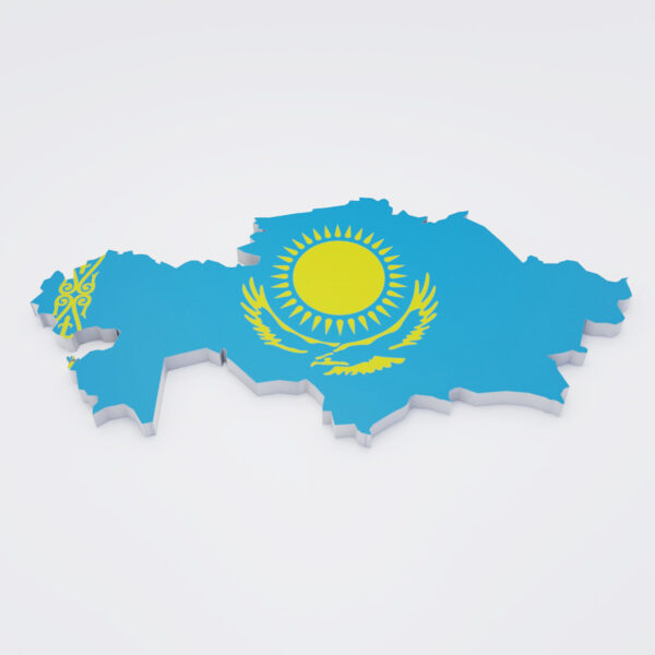 Kazakhstan country flag map 3d model
