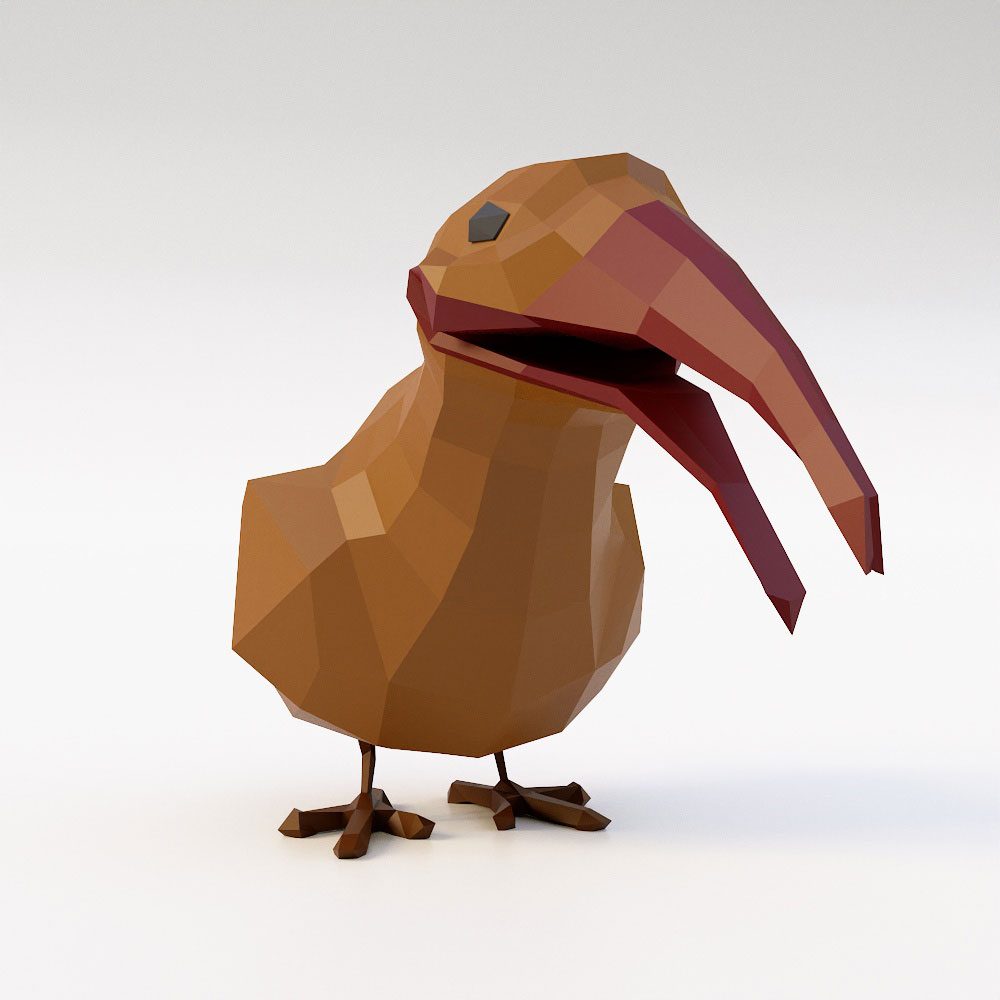 Kiwi bird low poly 3d model