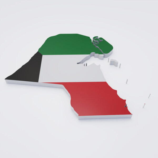 Kuwait country flag map 3d model
