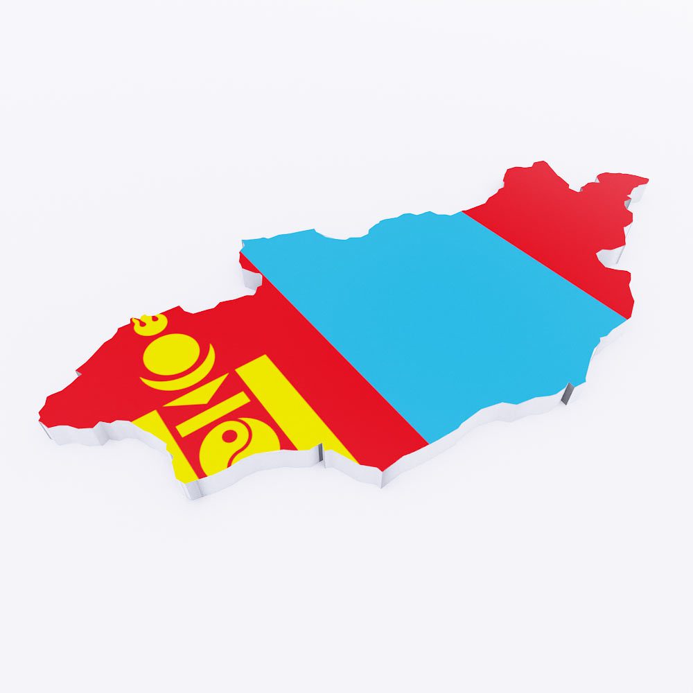 Mongolia flag map 3d model