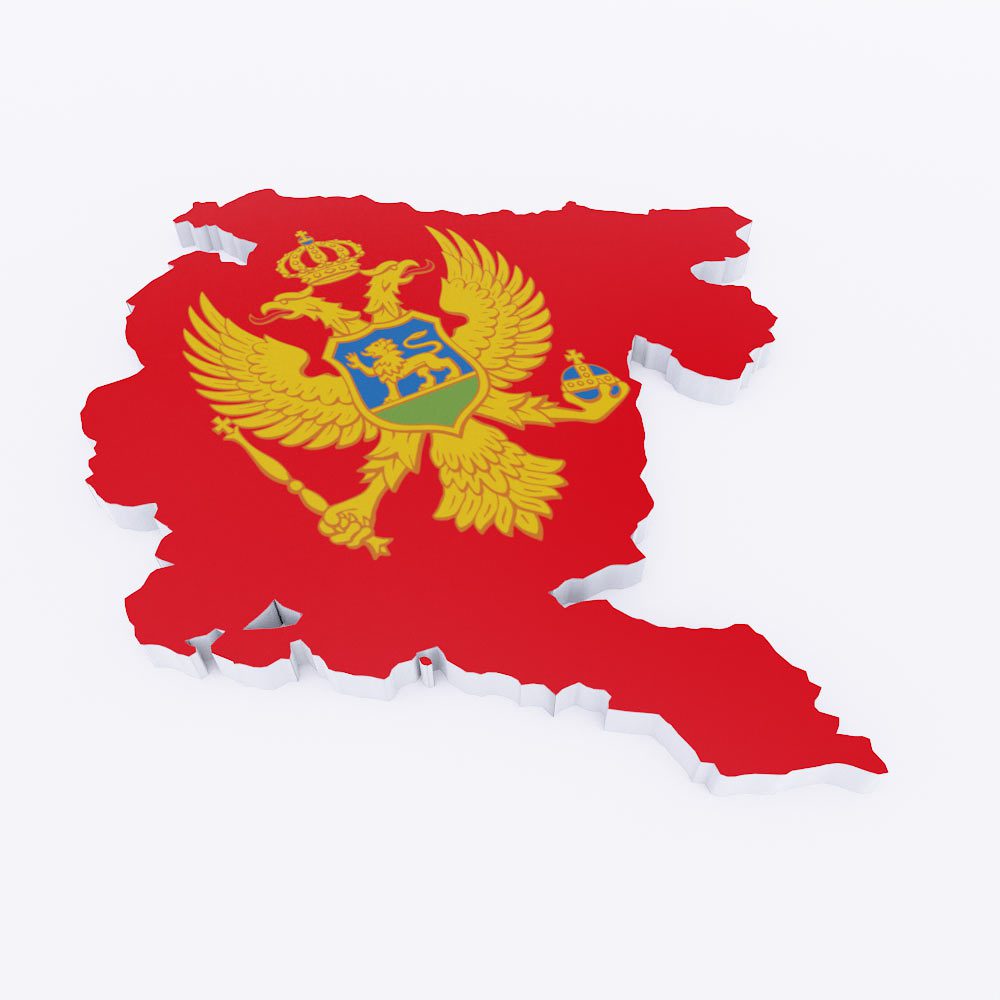 Montenegro flag map 3d model