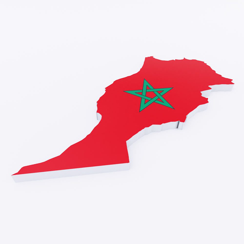 Morocco flag map 3d model