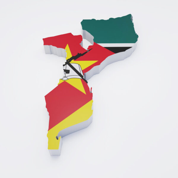 Mozambique flag map 3d model