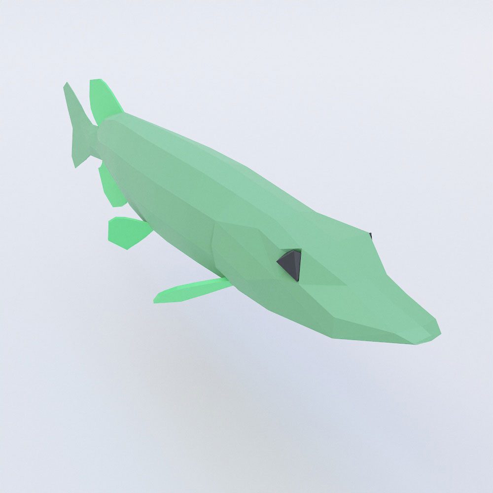 Northern pike fish low poly 3d model