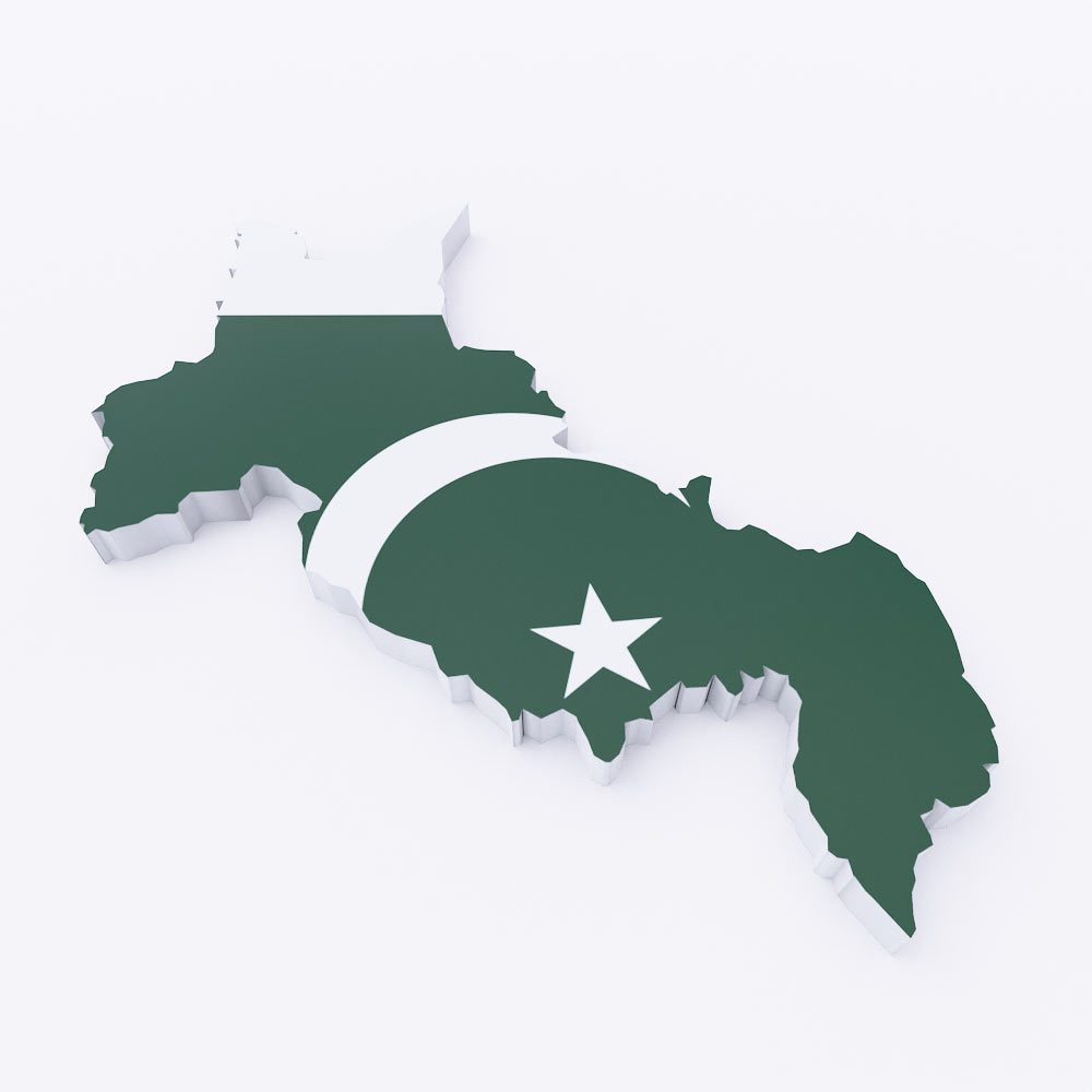 Pakistan flag map 3d model