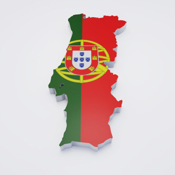 Portugal country flag map 3d model
