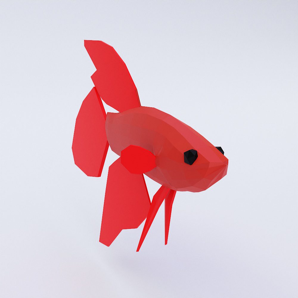 Red betta fish 3d model
