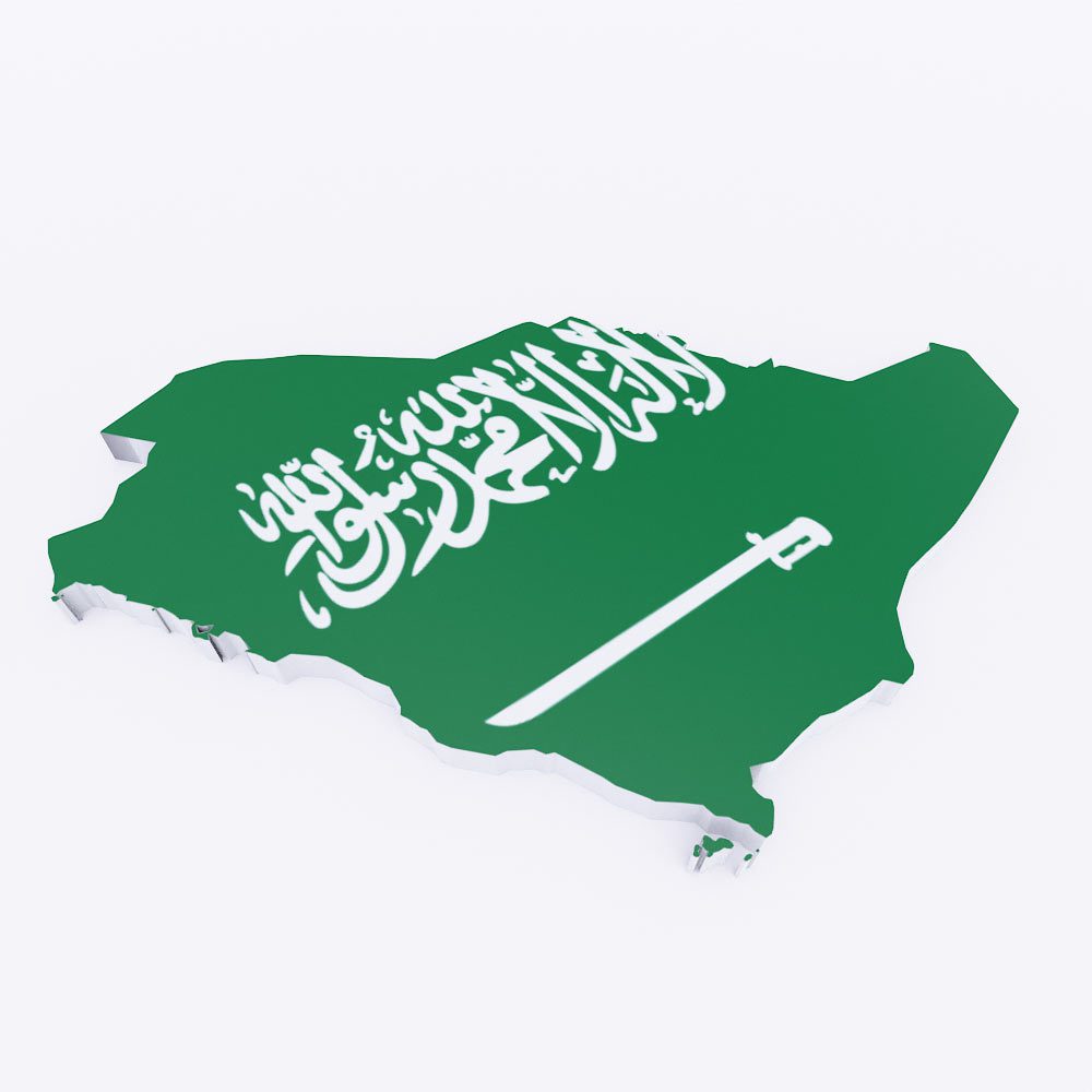 Saudi Arabia flag map 3d model