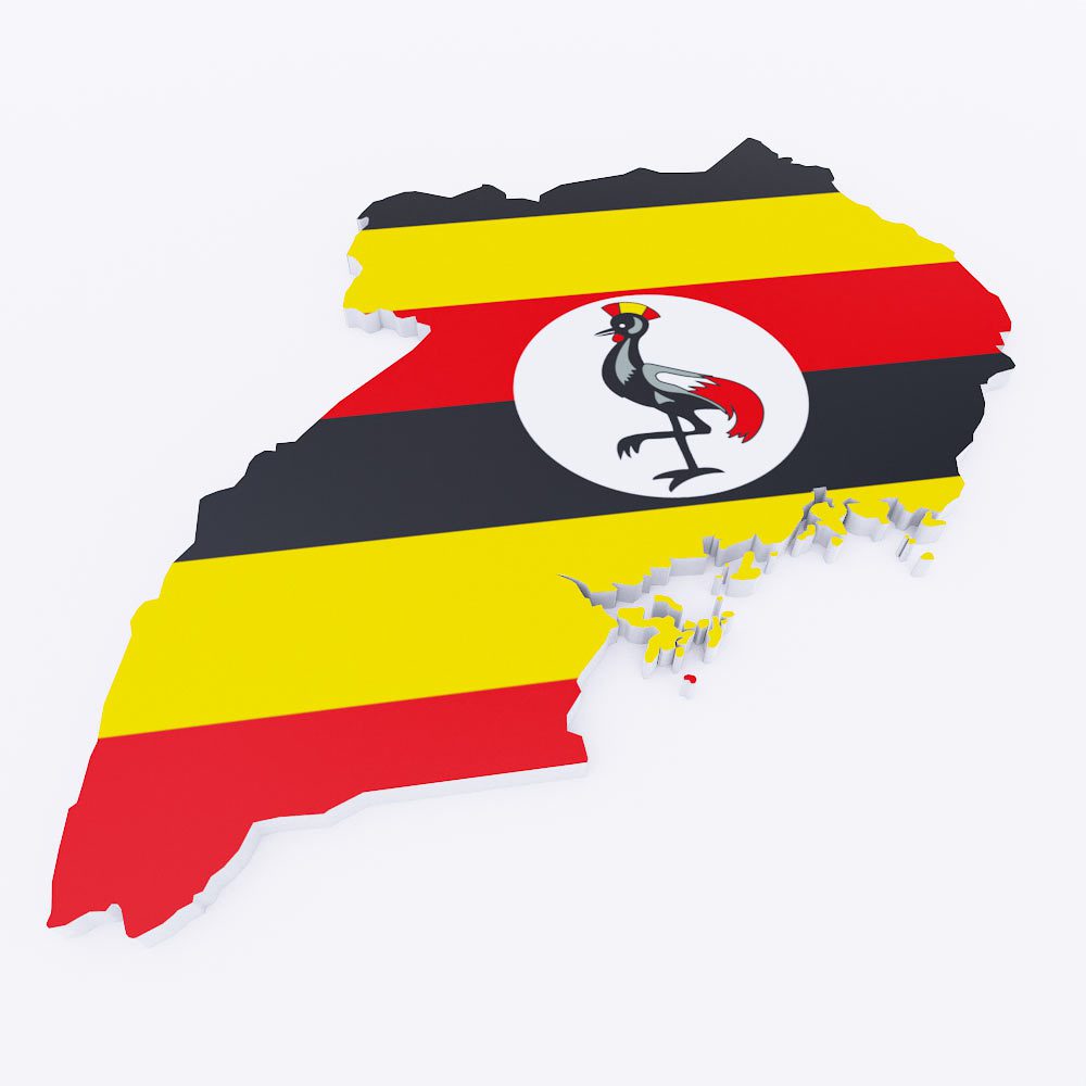 Uganda flag map 3d model