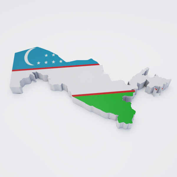 Uzbekistan flag map 3d model