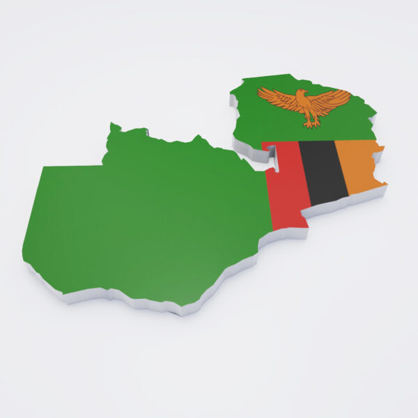 Zambia flag map 3d model