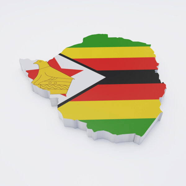 Zimbabwe flag map 3d model 