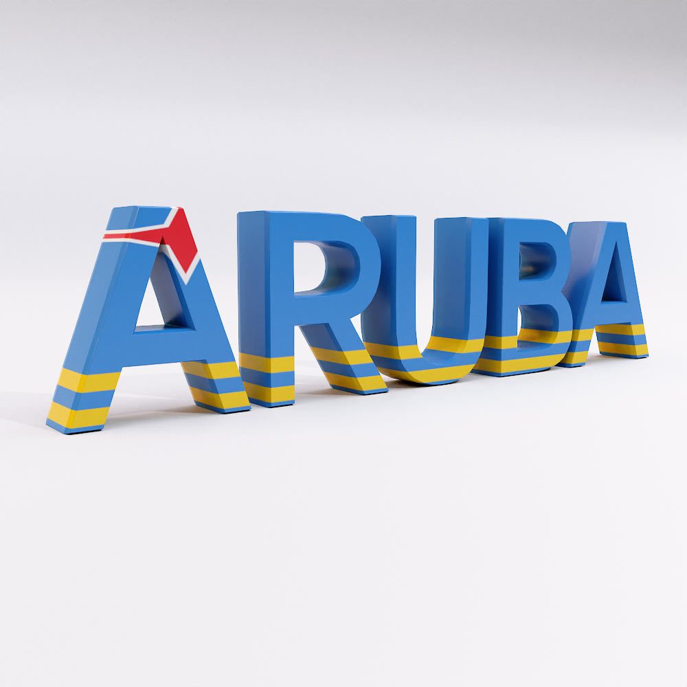 Aruba country name 3d model