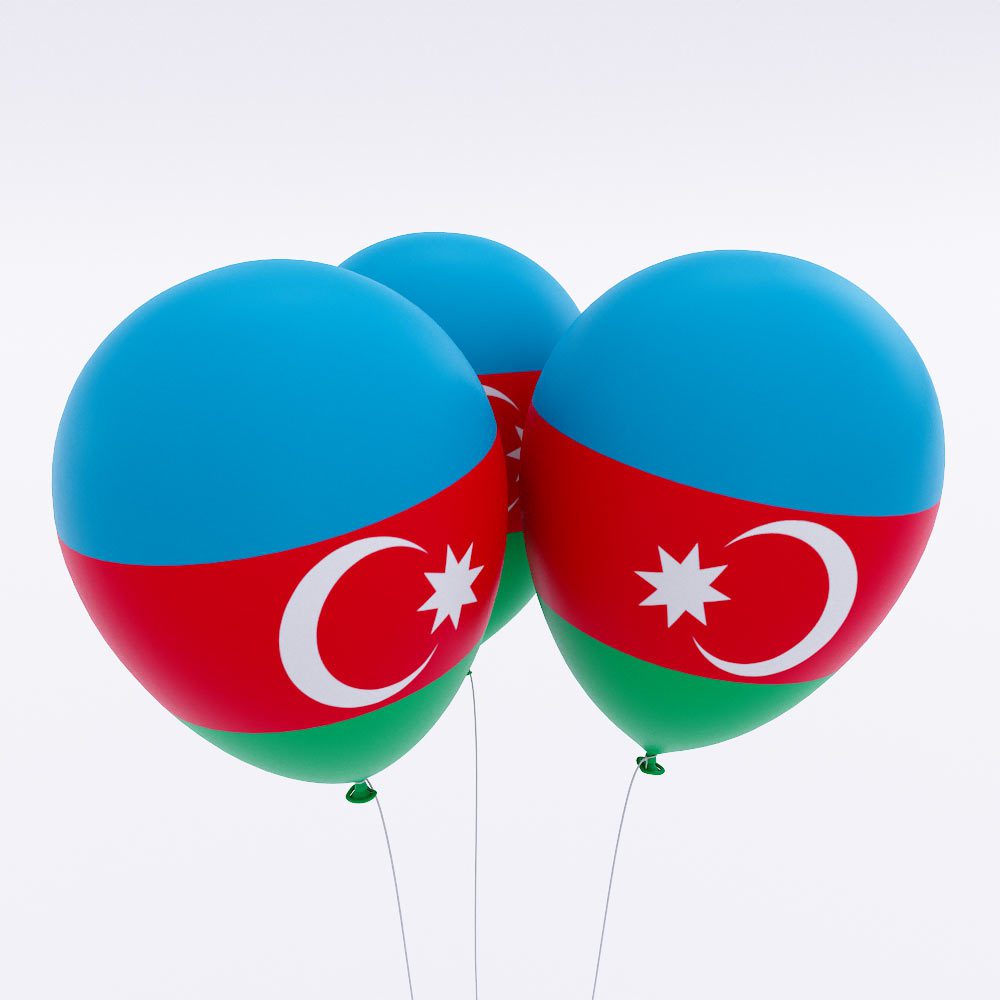 Azerbaijan country flag balloon 3d model