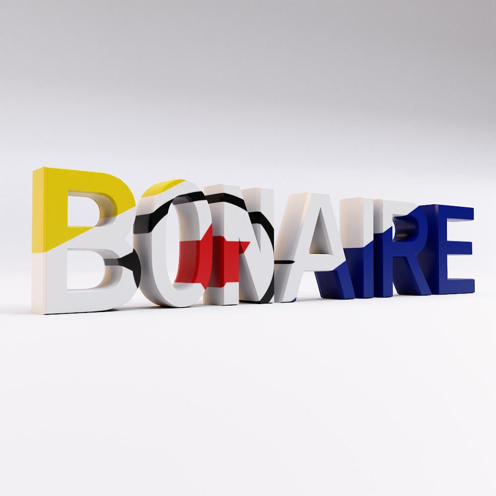 Bonaire country name 3d model
