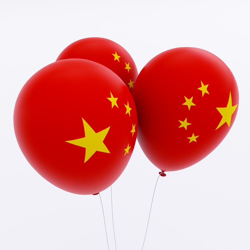 China country flag balloon 3d model