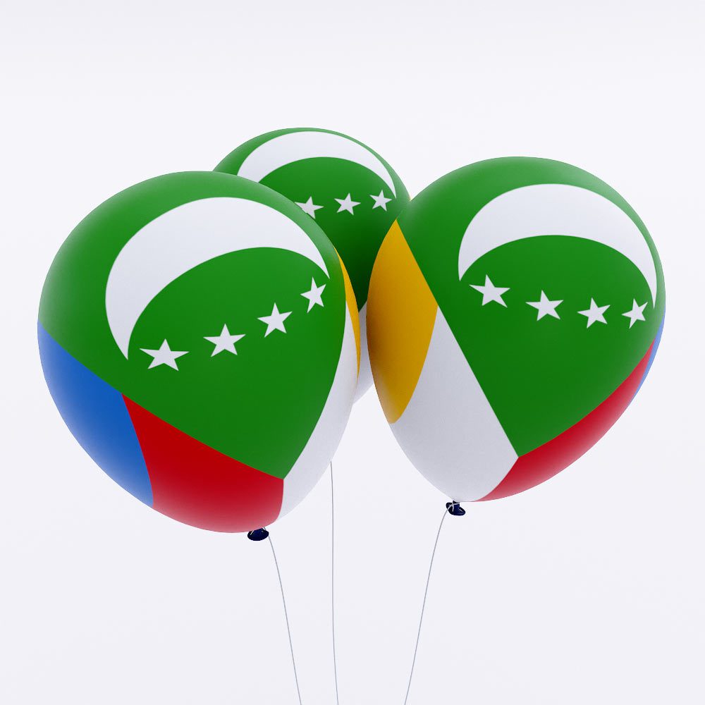 Comoros flag balloon 3d model