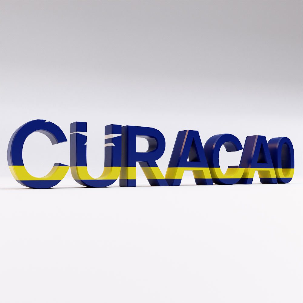 Curacao country name 3d model