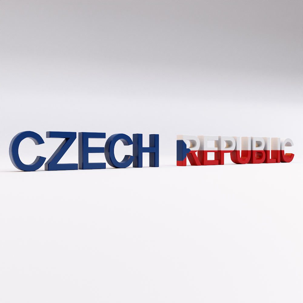 Czech Republic country name 3d model