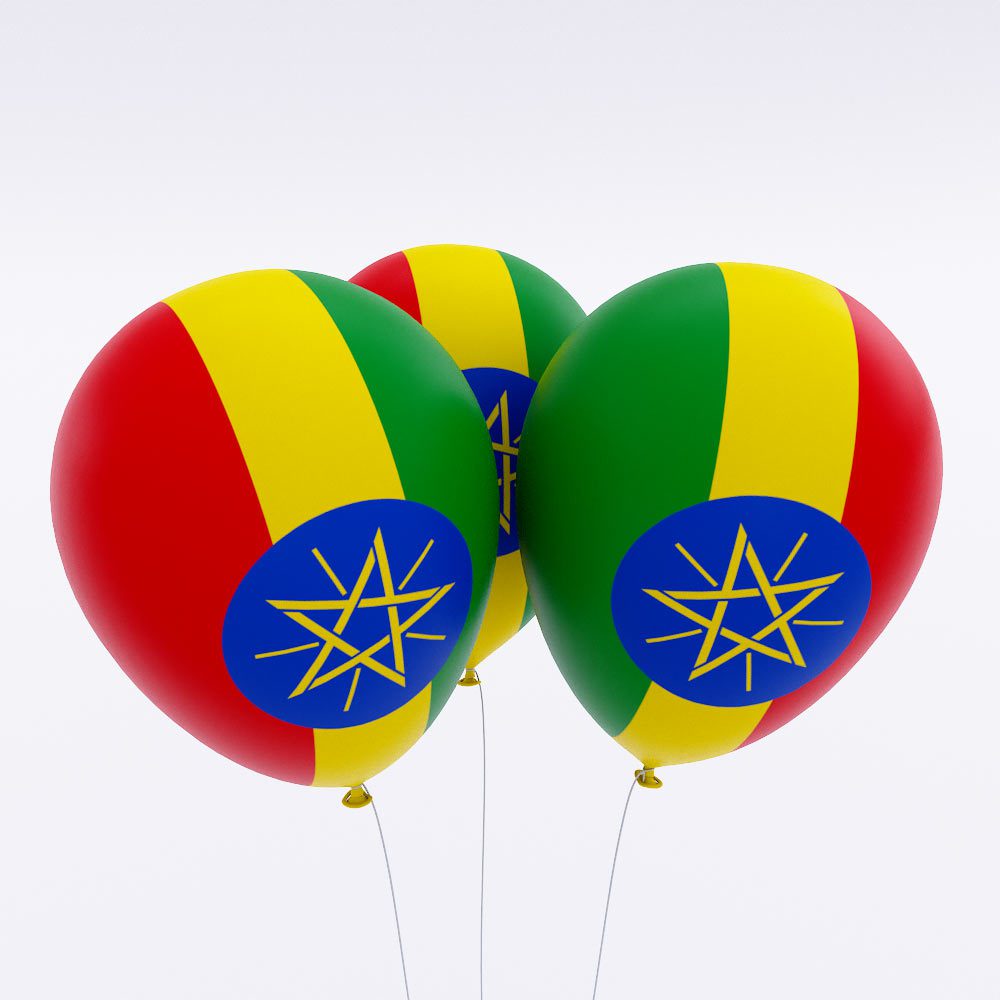 Ethiopia flag balloon 3d model