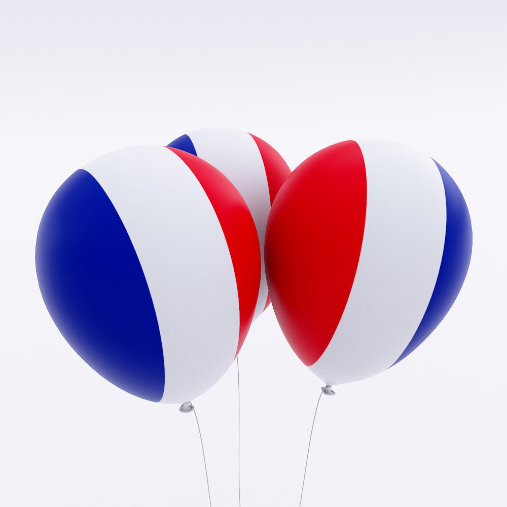 France country flag balloon 3d model
