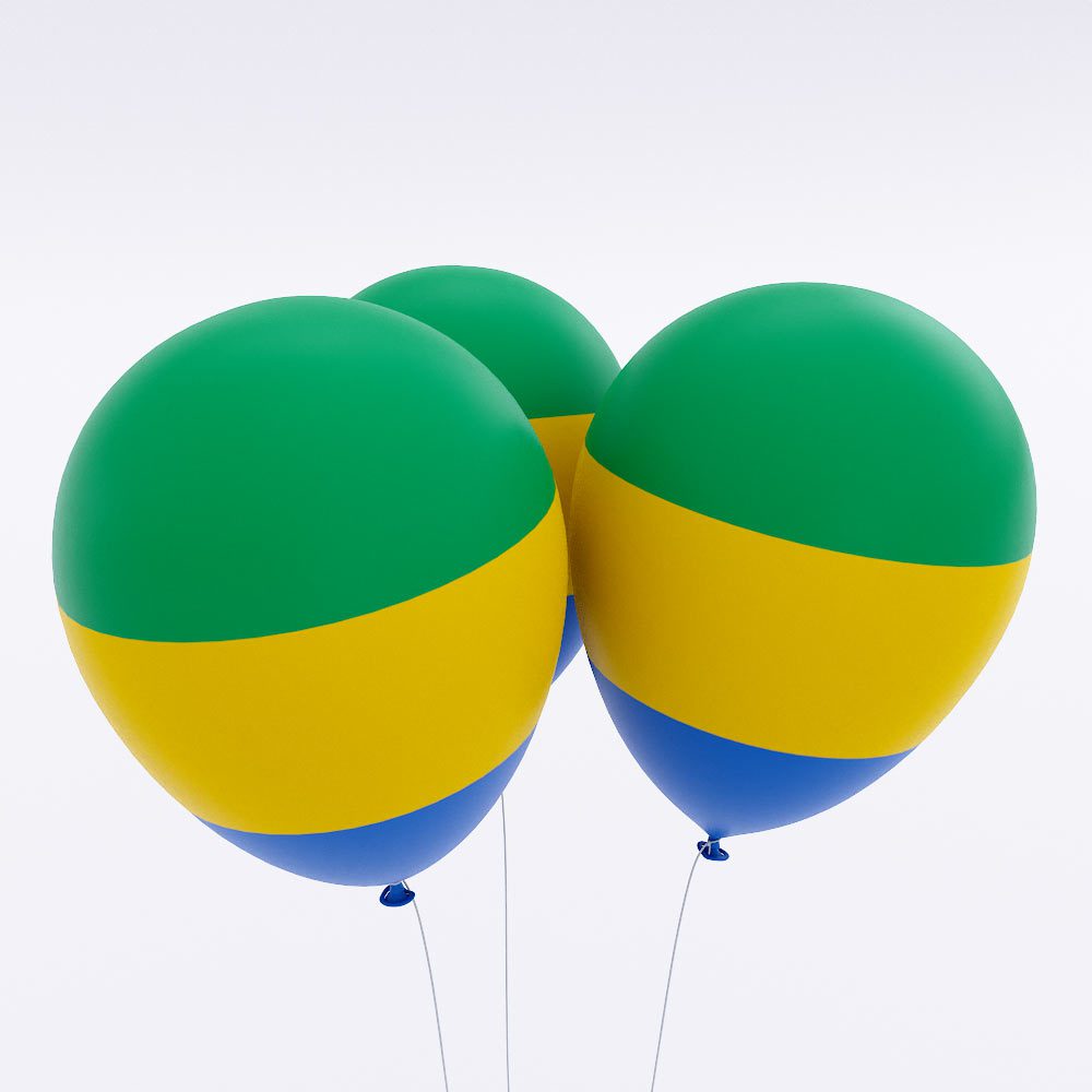 Gabon country flag balloon 3d model