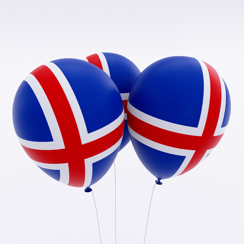 Iceland flag balloon 3d model
