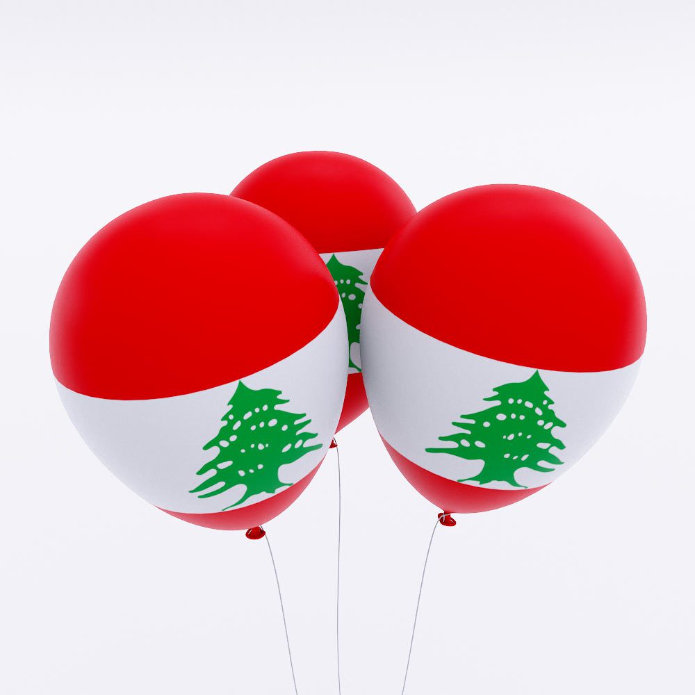 Lebanon flag balloon 3d model