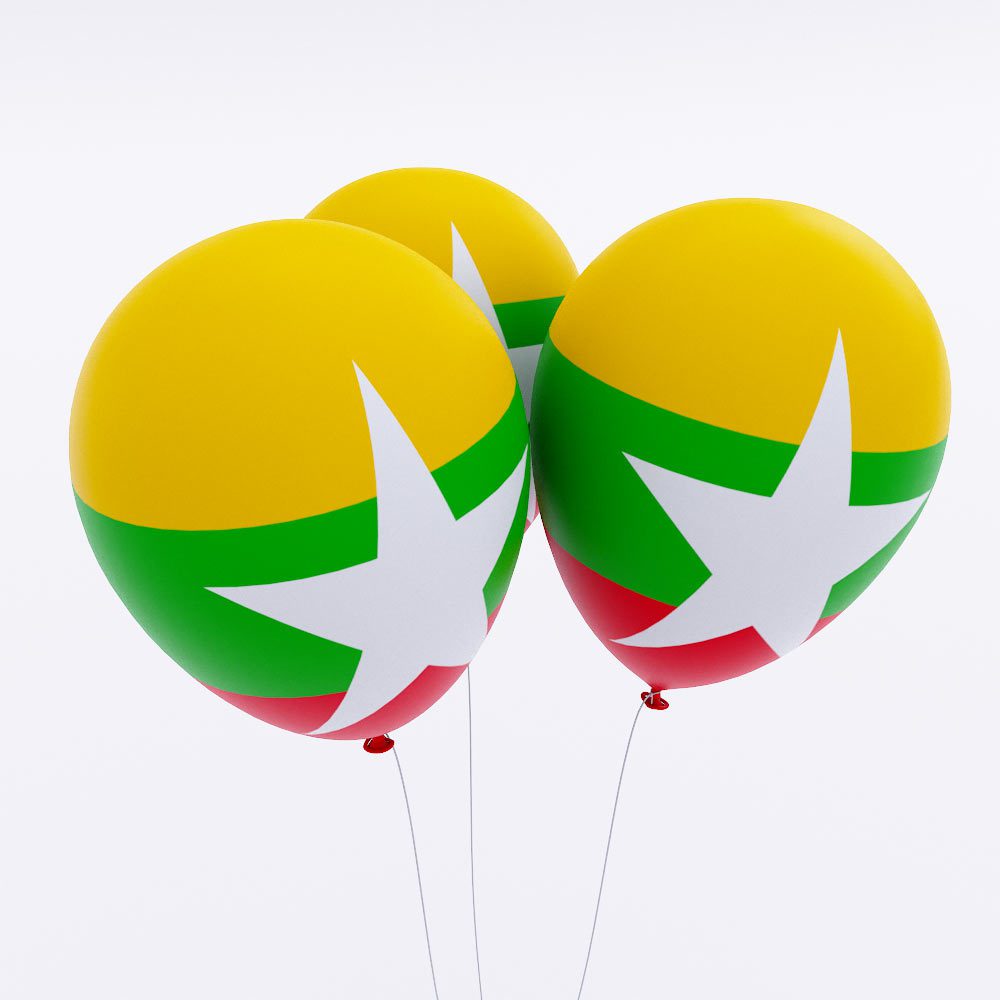 Myanmar flag balloon 3d model
