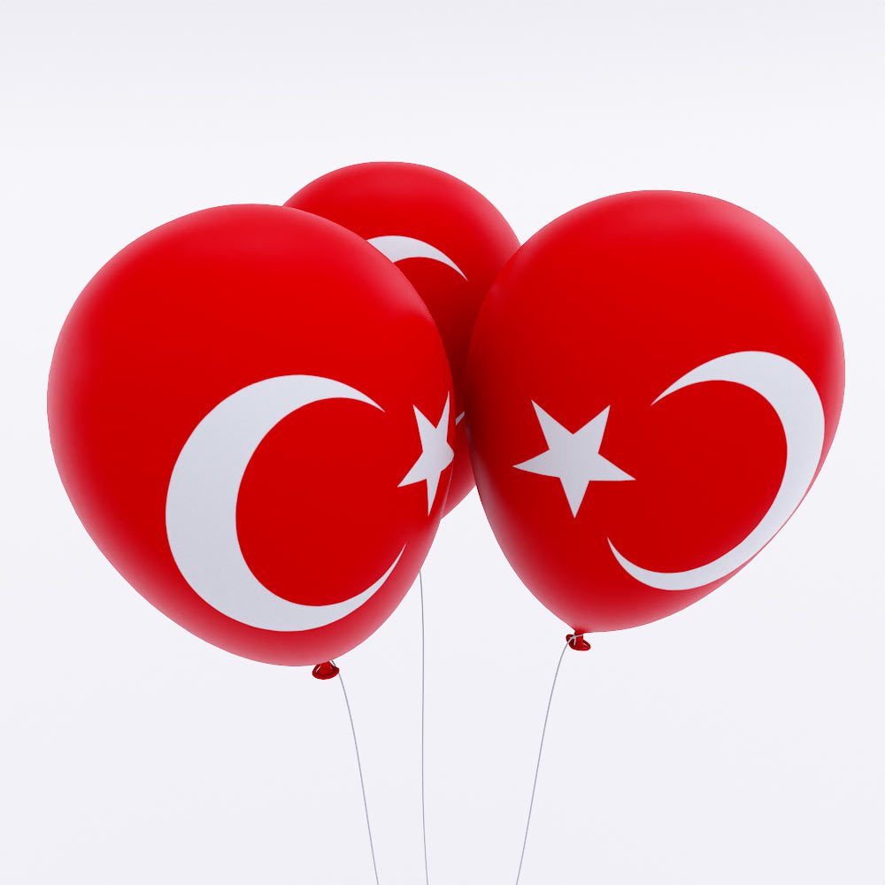 Turkey flag balloon 3d model