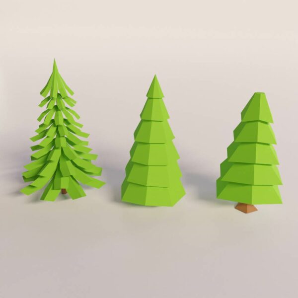 Winter trees cartoon 3d models