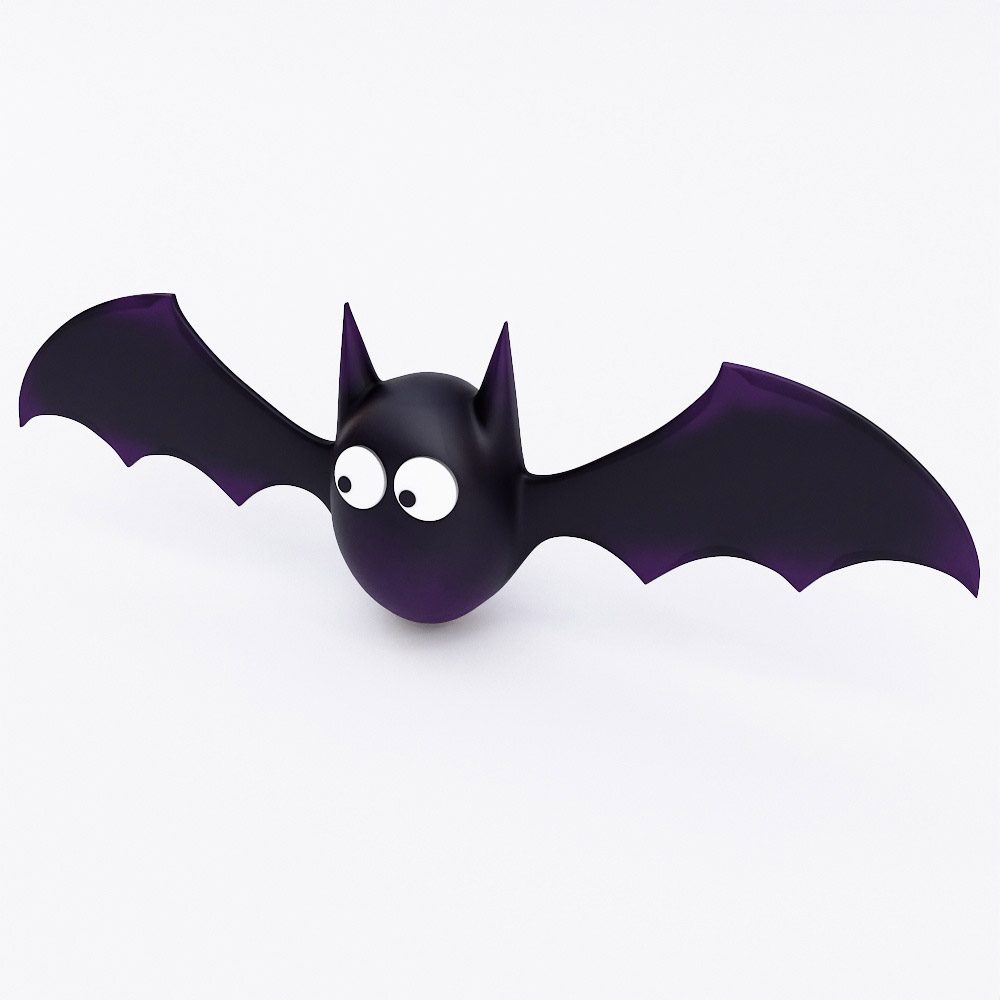 Bat cartoon lowpoly 3d model