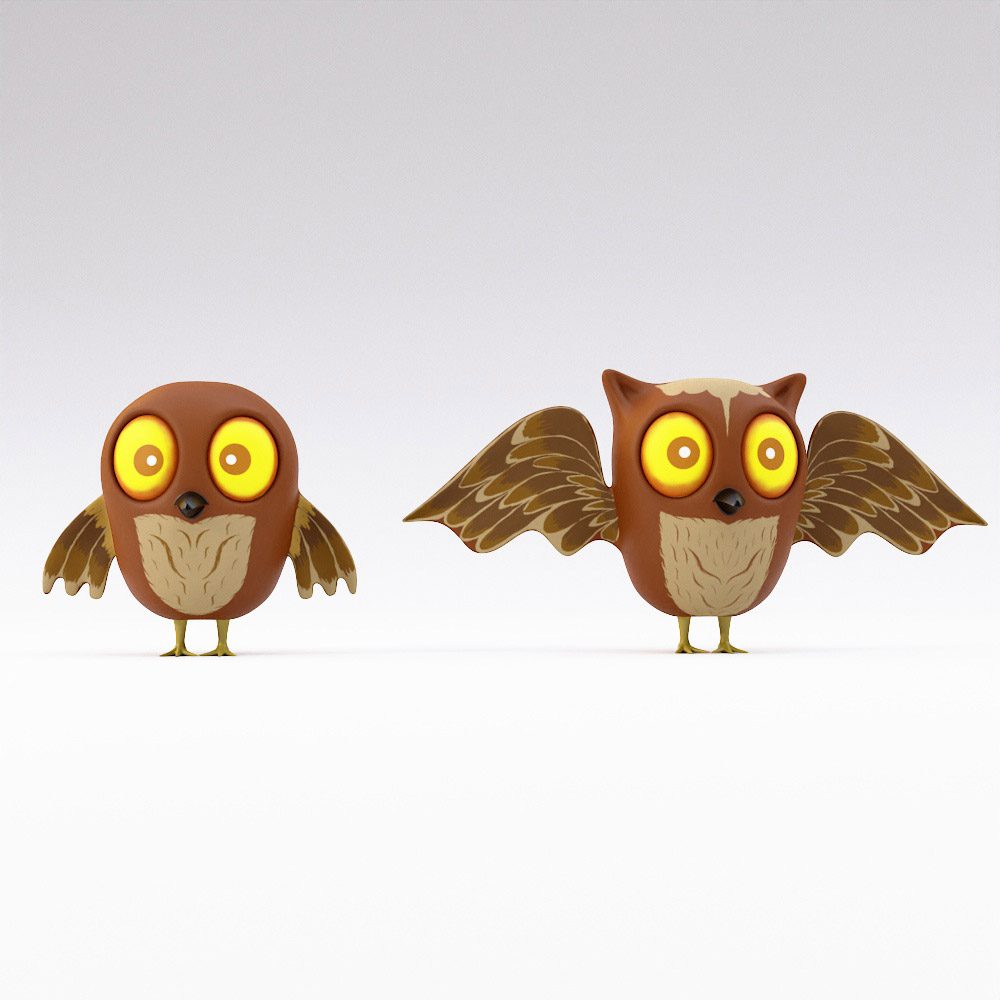 Cartoon owl lowpoly 3d model