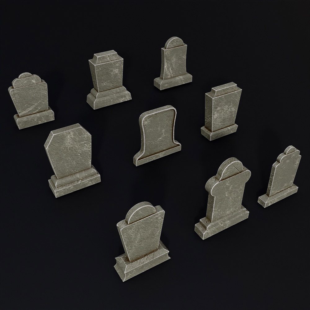Tombstone lowpoly 3d models