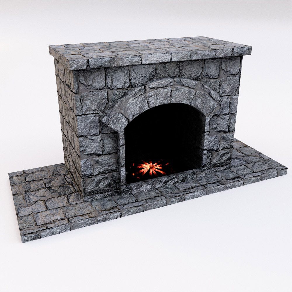 Old fireplace lowpoly 3d model