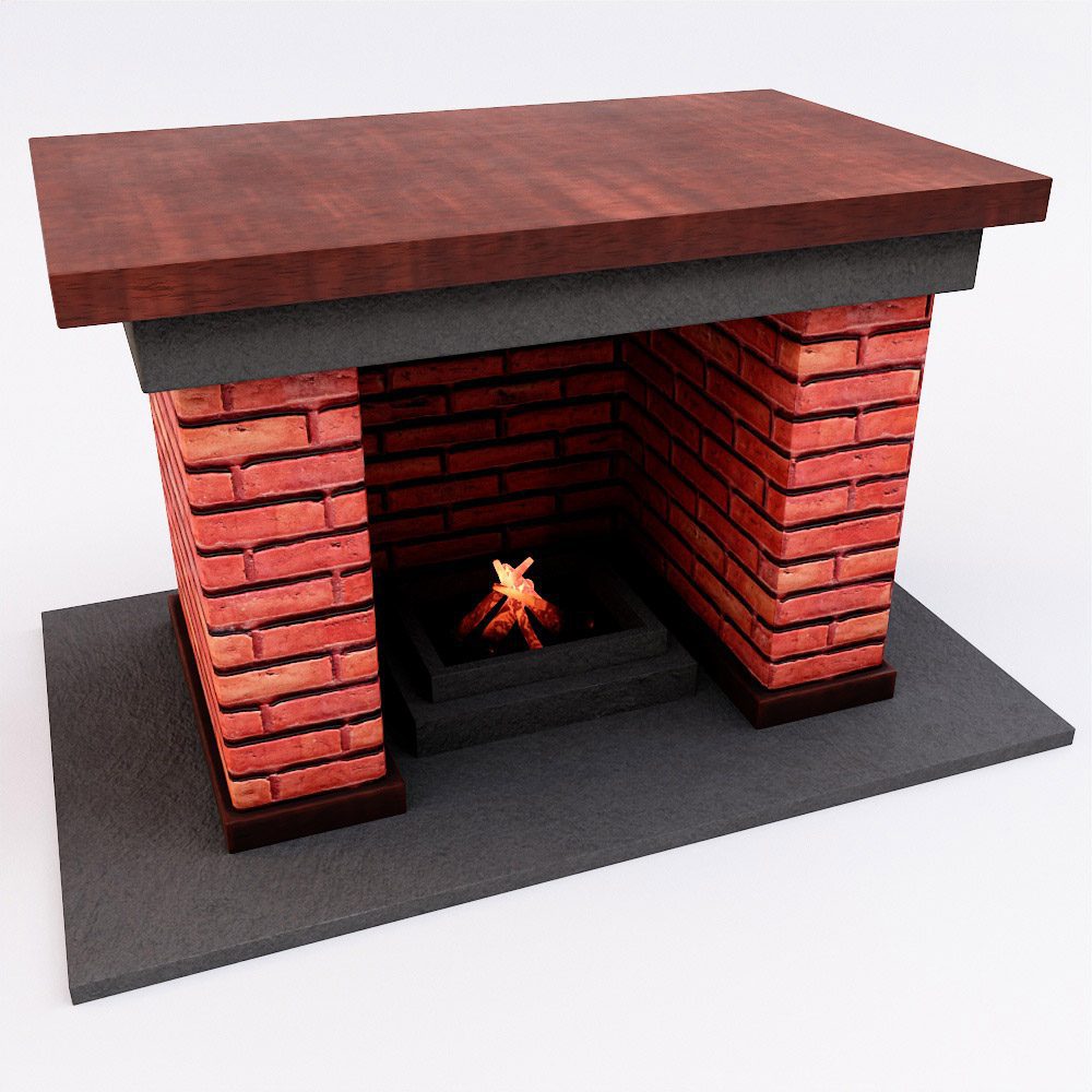 Fireplace lowpoly 3d model