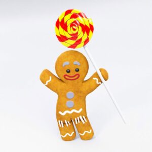 Gingerbread lollipop lowpoly 3d model