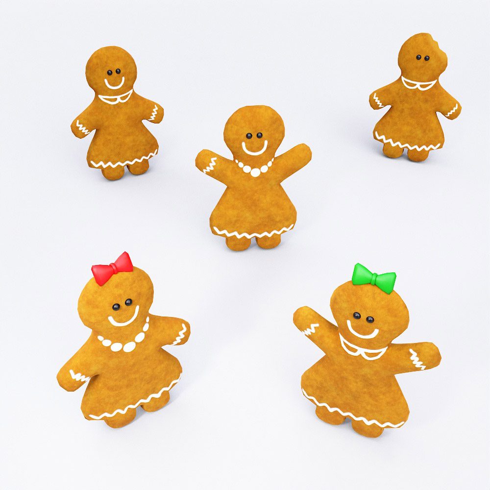 Gingerbread girls 3d model