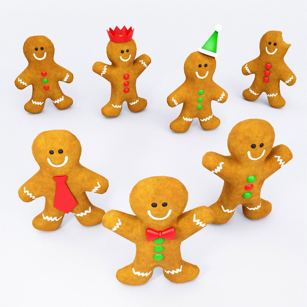 Gingerbread cookies lowpoly 3d model