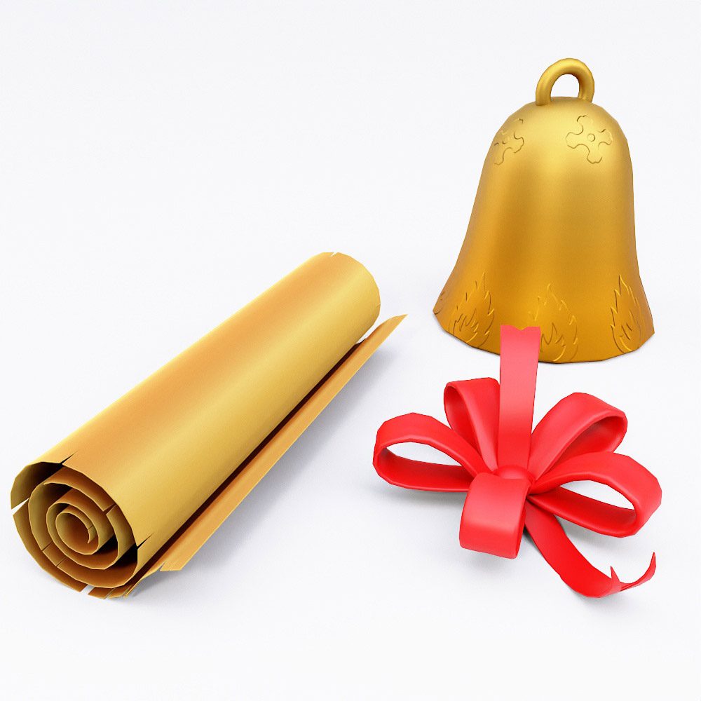 Christmas bell ribbon 3d model