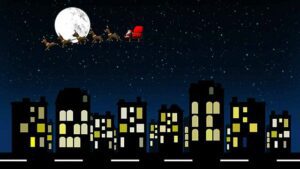 Christmas Santa sleigh flying stock video