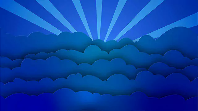 Cartoon clouds waving and rotating rays stock video