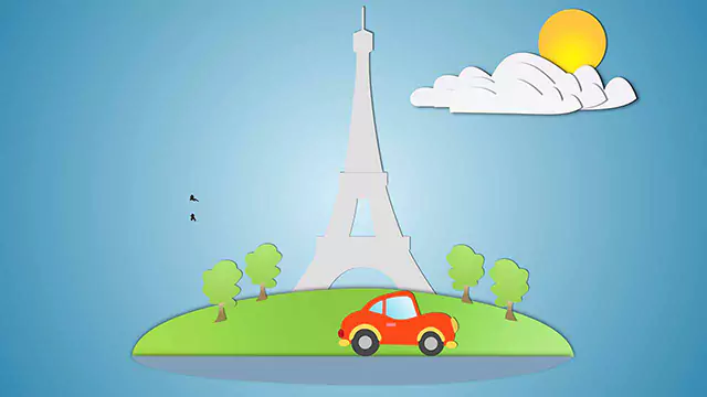 Eiffel cartoon landscape animation video